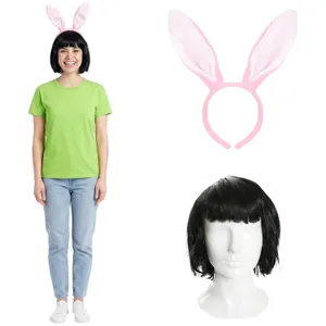 Ladies Burger Girl Costume | 3 Pcs | T-Shirt, Wig & Ears
