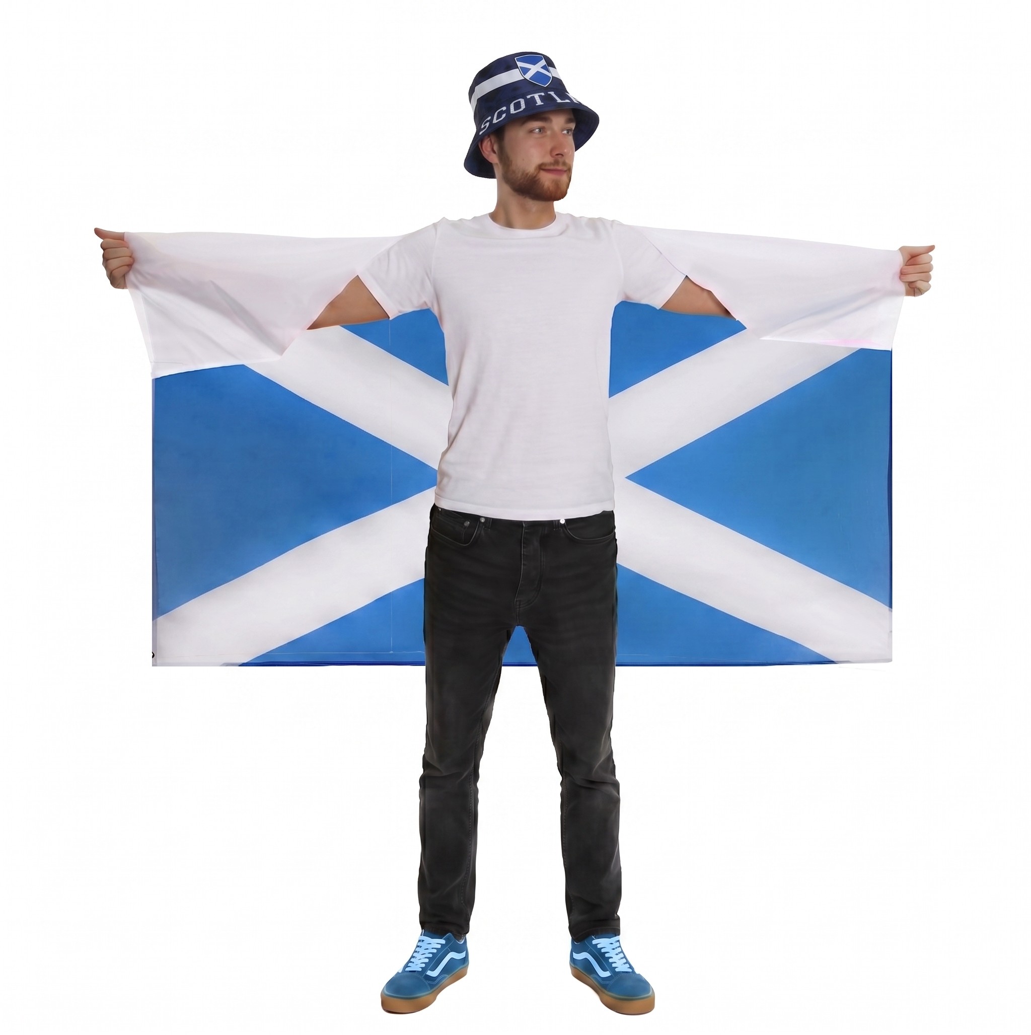 Scottish Supporter Set | 2 Pcs | Reversible Bucket Hat & Flag Cape