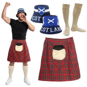 Scottish Supporter Set | 3 Pcs | Reversible Bucket Hat, Kilt & Socks