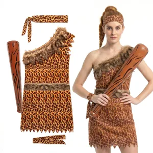 Ladies Caveman Costume | 4 Pcs | Tunic, Belt, Headband, Armband & Inflatable Club