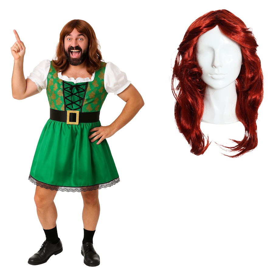 Men's Green Irish Stag Do Dress + Wig