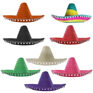 48 Party Pack of Mexican Sombrero with Pom Pom Edging