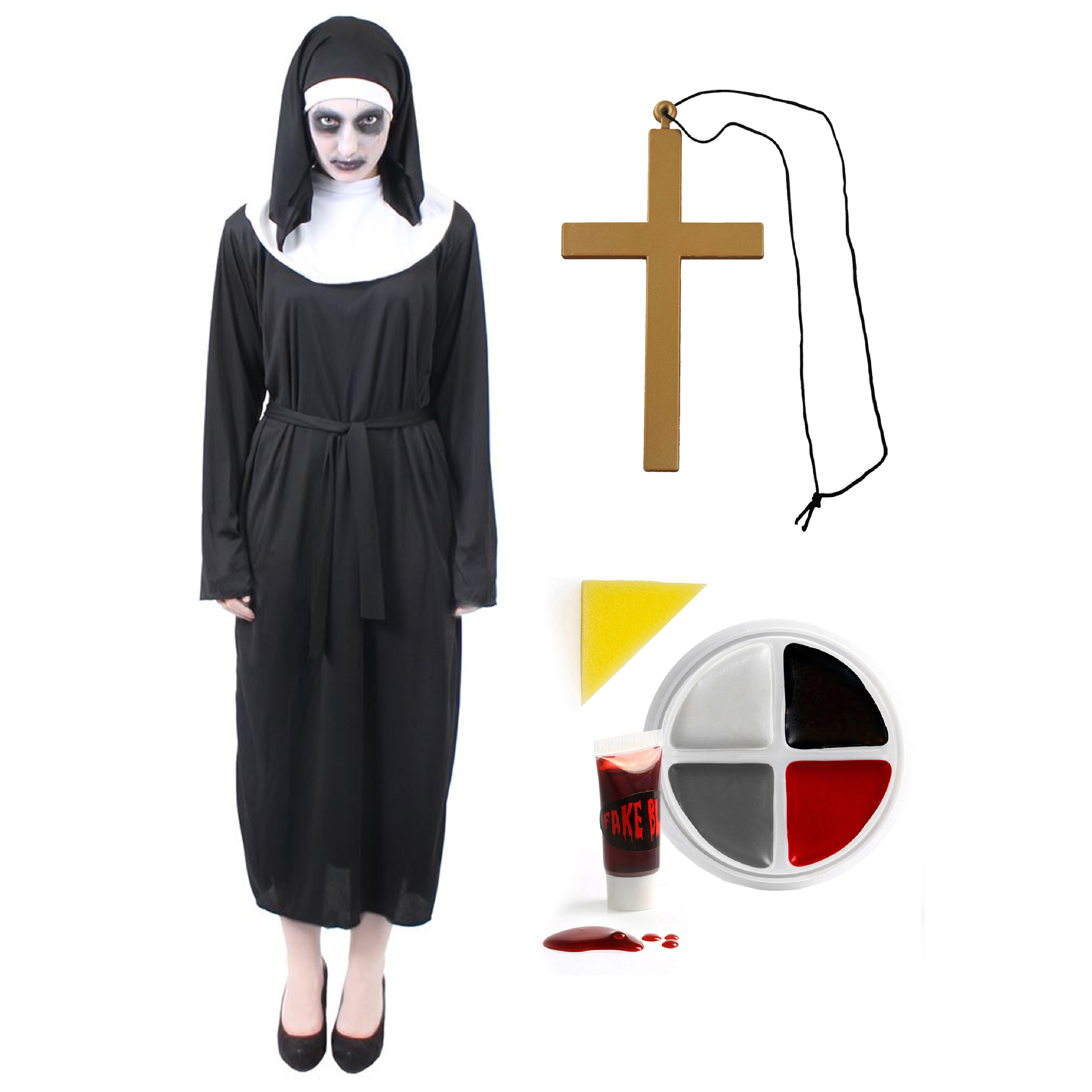 Adults Nun Demon Costume with Cross Necklace