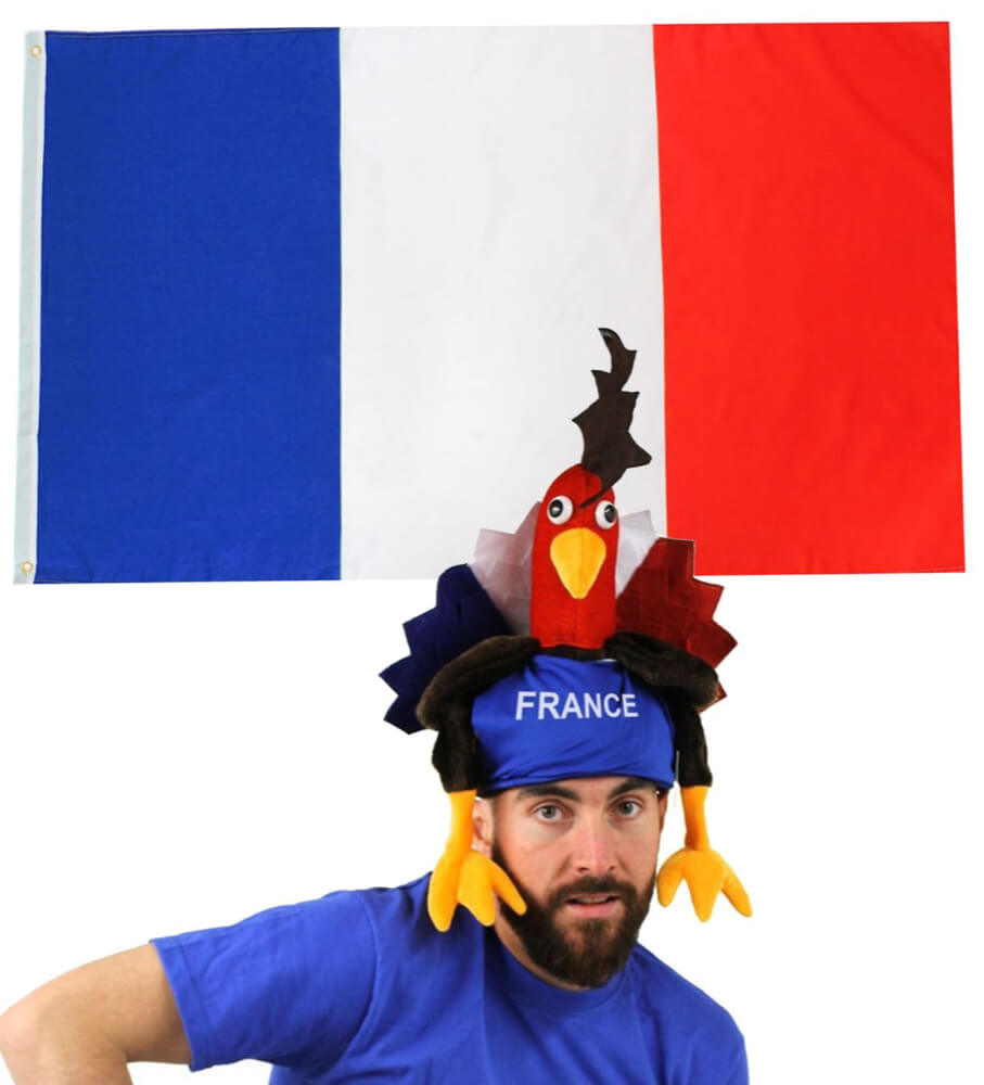 France 3x5ft Flag + French Cockerel Hat
