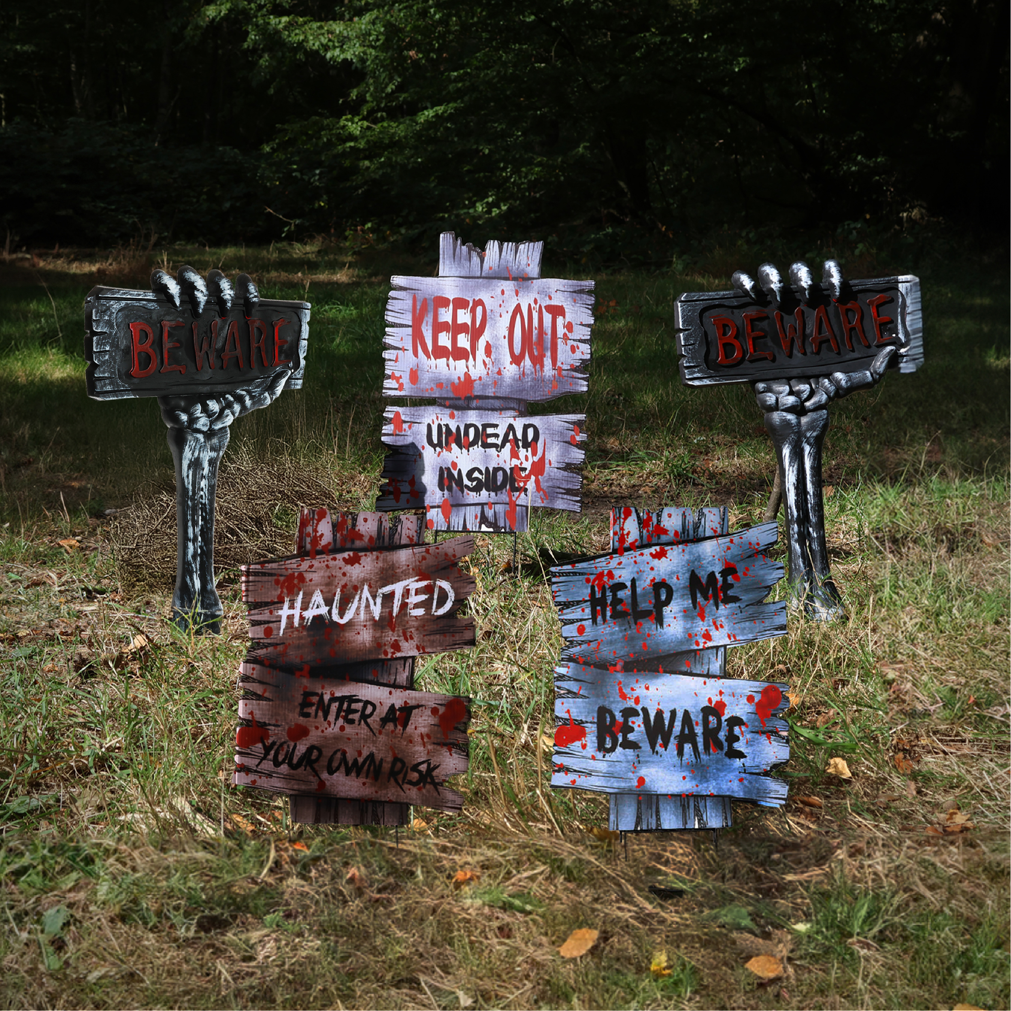 Pack of 5 Halloween Tombstone Signs