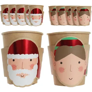 Pack of 10 Christmas Cups - Santa and Elf Cups