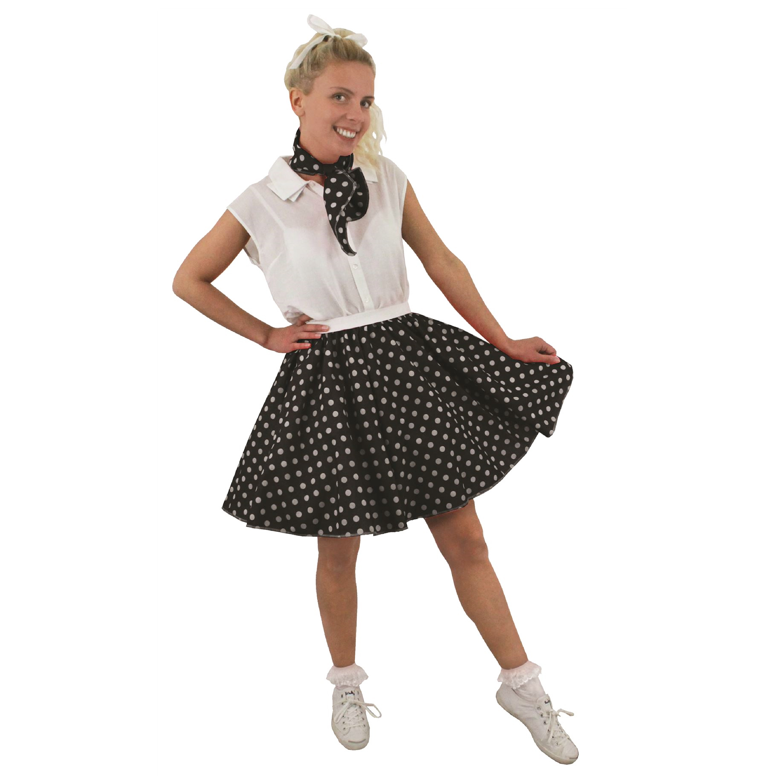 Ladies Short Polka Dot Skirt - Black/White