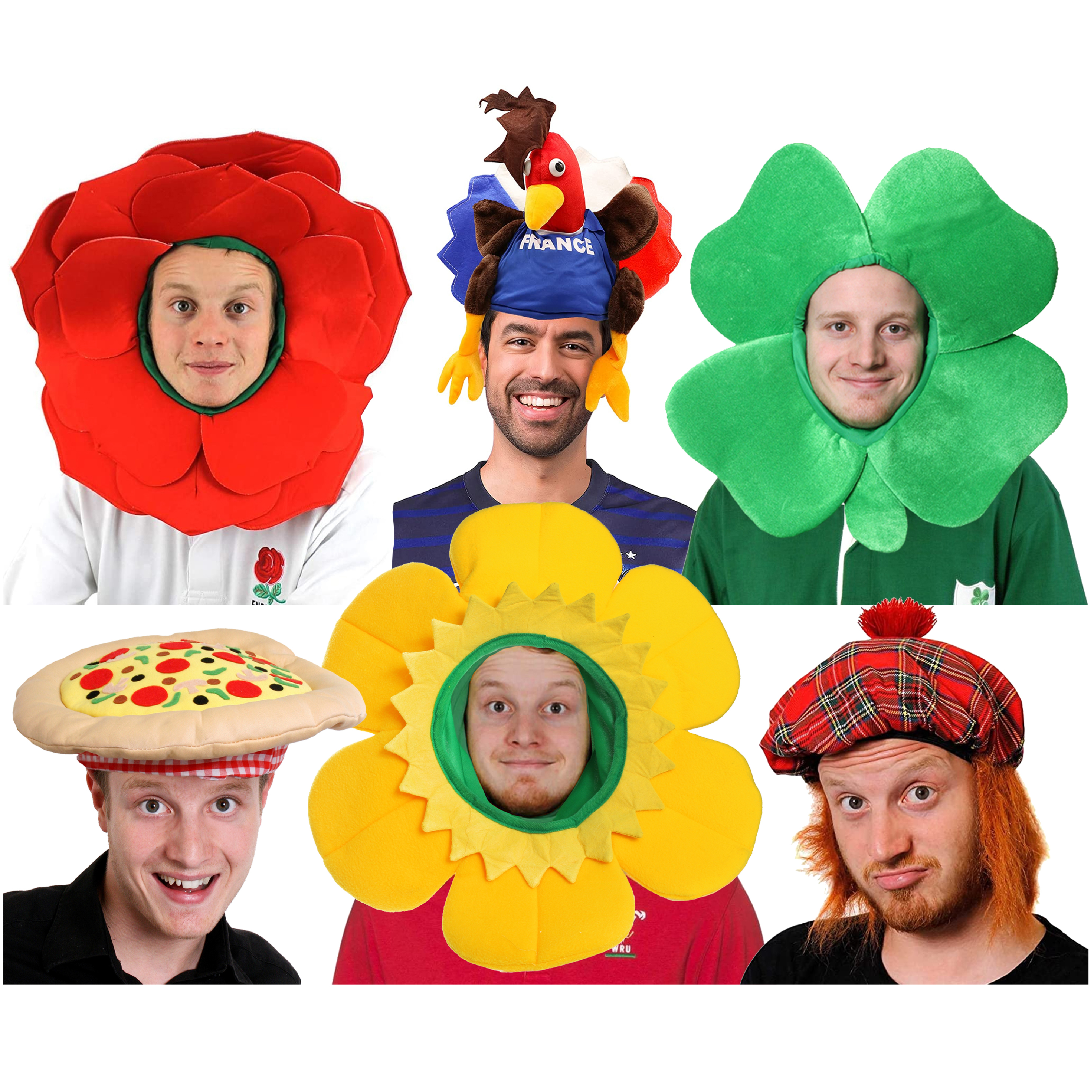 6 Pack Novelty Six Nations Hat Set