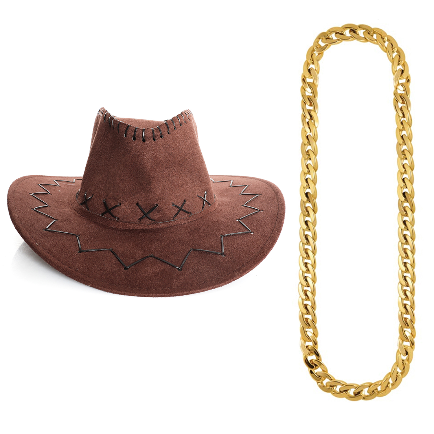 Adults Rizz Robot Accessory Set | 2 Pcs | Cowboy Hat & Chain