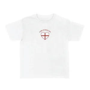 Ladies “Come on England” Heart Baby Tee | Women’s England Football Supporter Tee | White Slogan Top