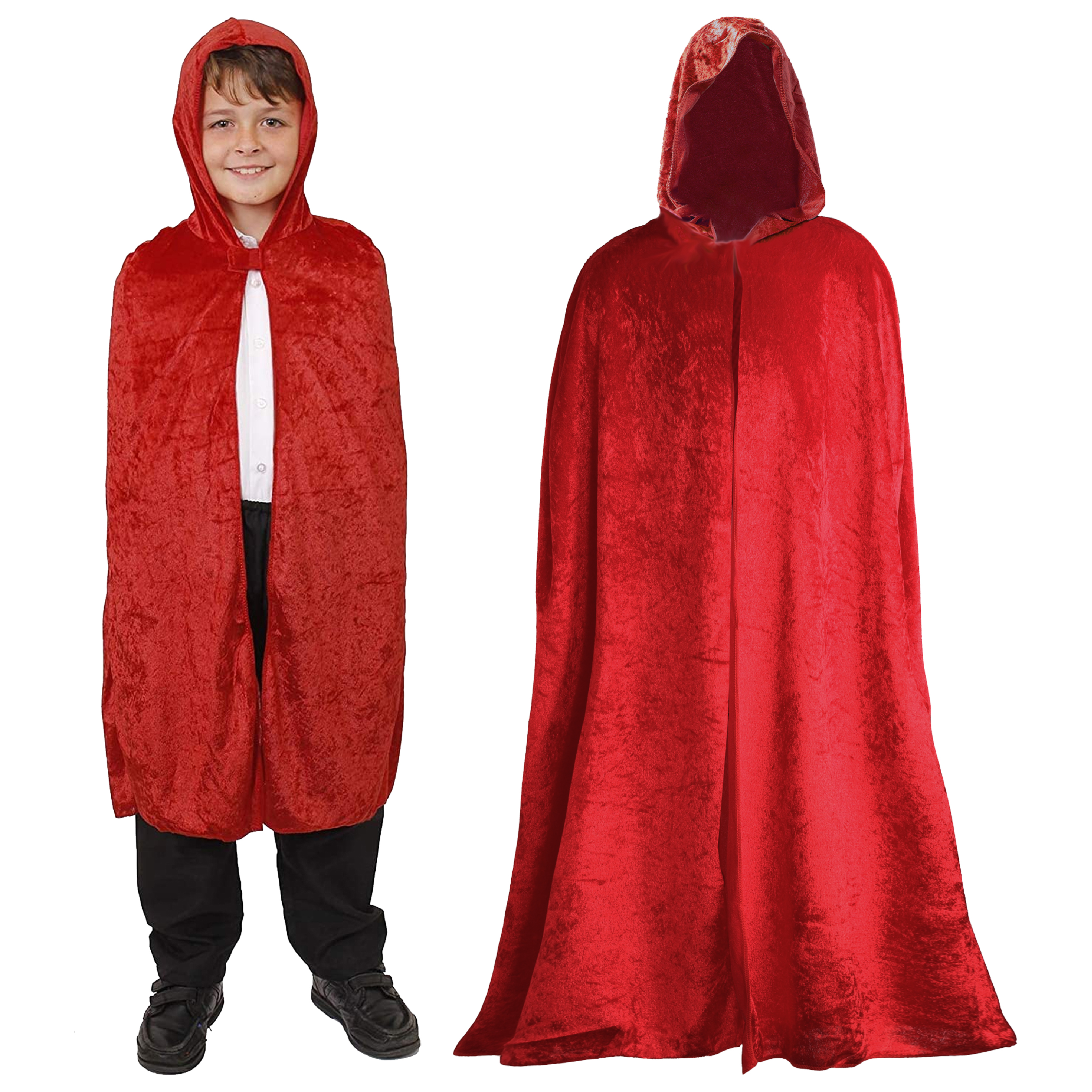 Childs Red Velour Hooded Cape