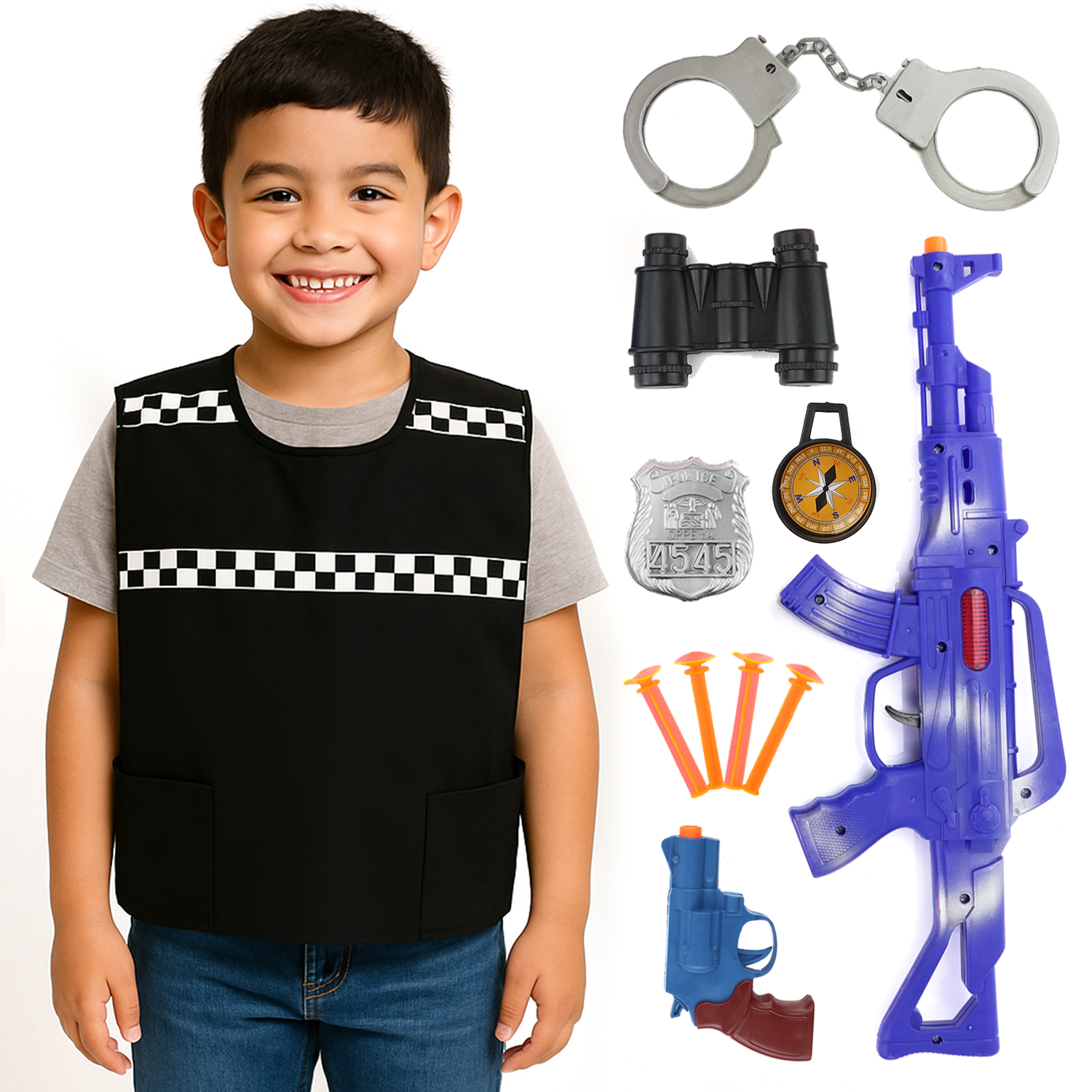 Childs Police Officer Costume Set - Vest & 10 Piece Set