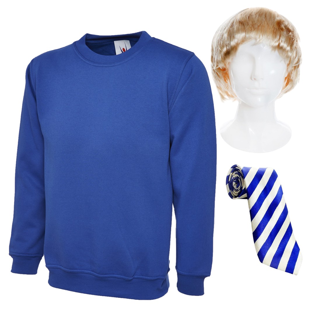Adults Jay Costume Set | 3 Pcs | Jumper, Wig & Blue Tie