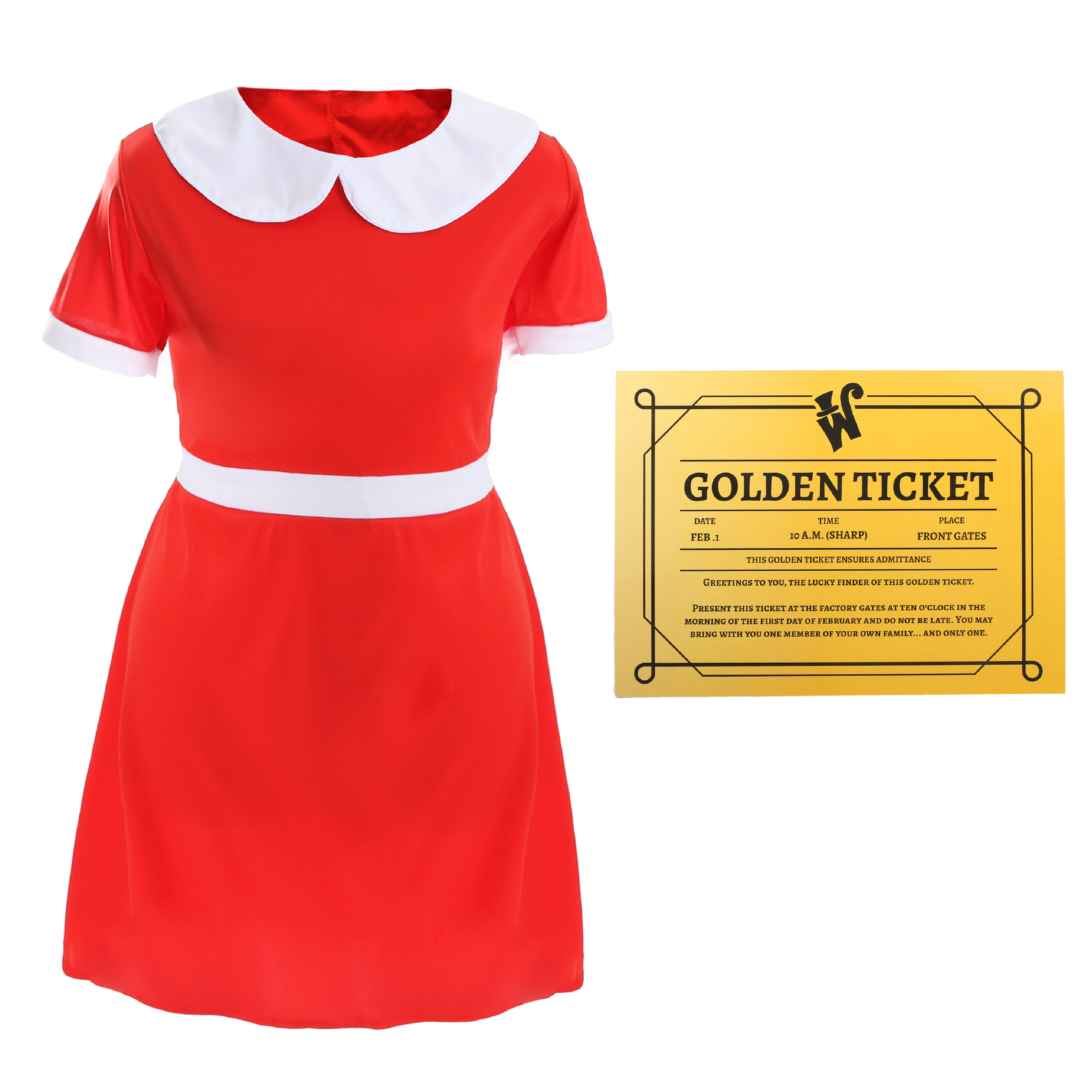 Childs Spoilt Golden Ticket Winner Costume - Dress & Ticket