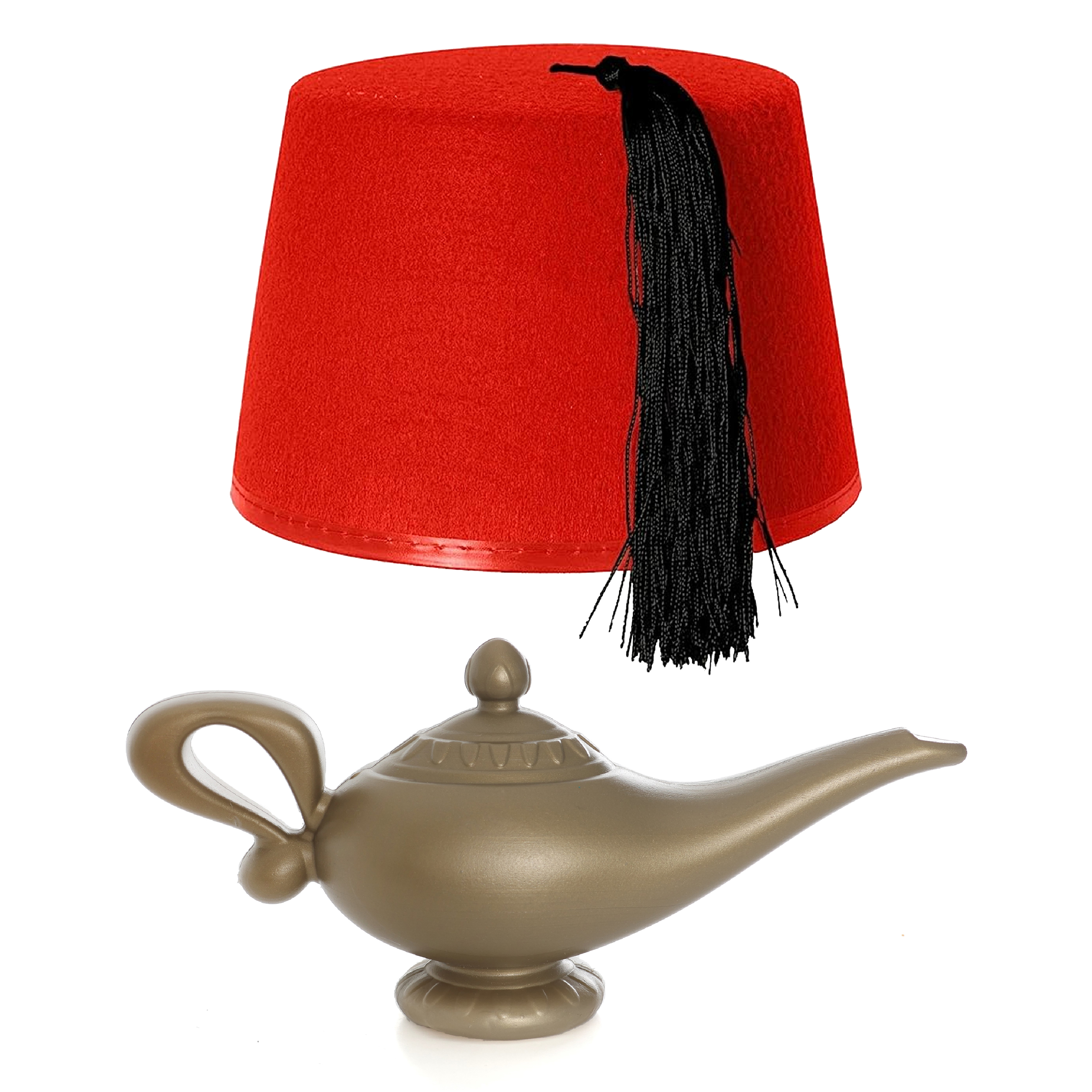 Gold Genie Lamp & Red Fez Set