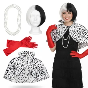 Evil Dog Lady Accessory Set | 4 Pcs | Cape, Bob Wig, Gloves & Necklace