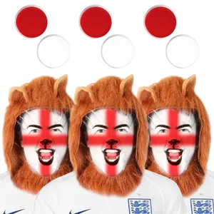 Three Lions England Supporters Set - Lion Manes & Face Paint