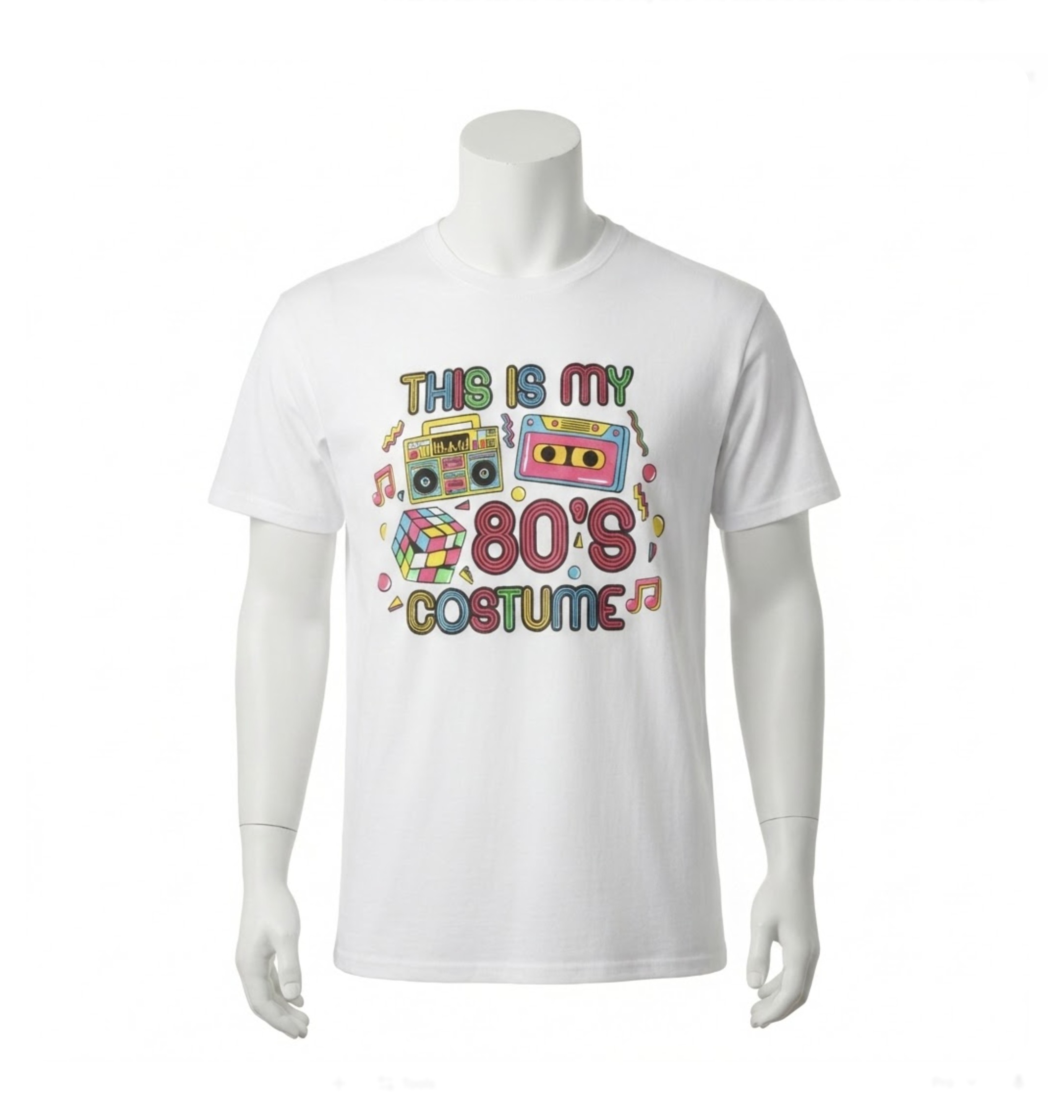 Adults 80’s Costume T-Shirt | White Graphic Tee