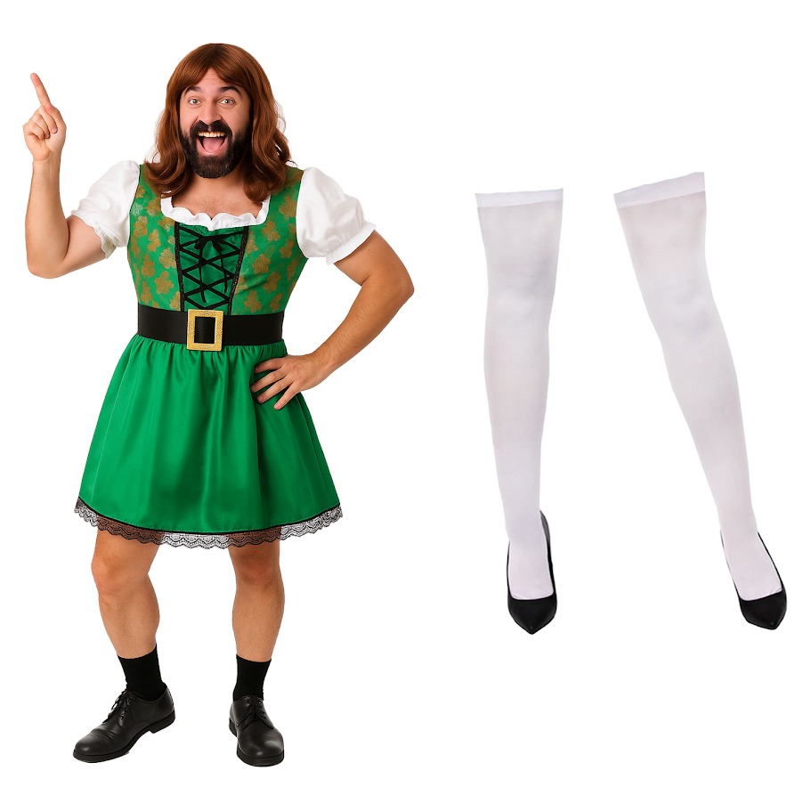 Men's Green Irish Stag Do Dress + Stockings