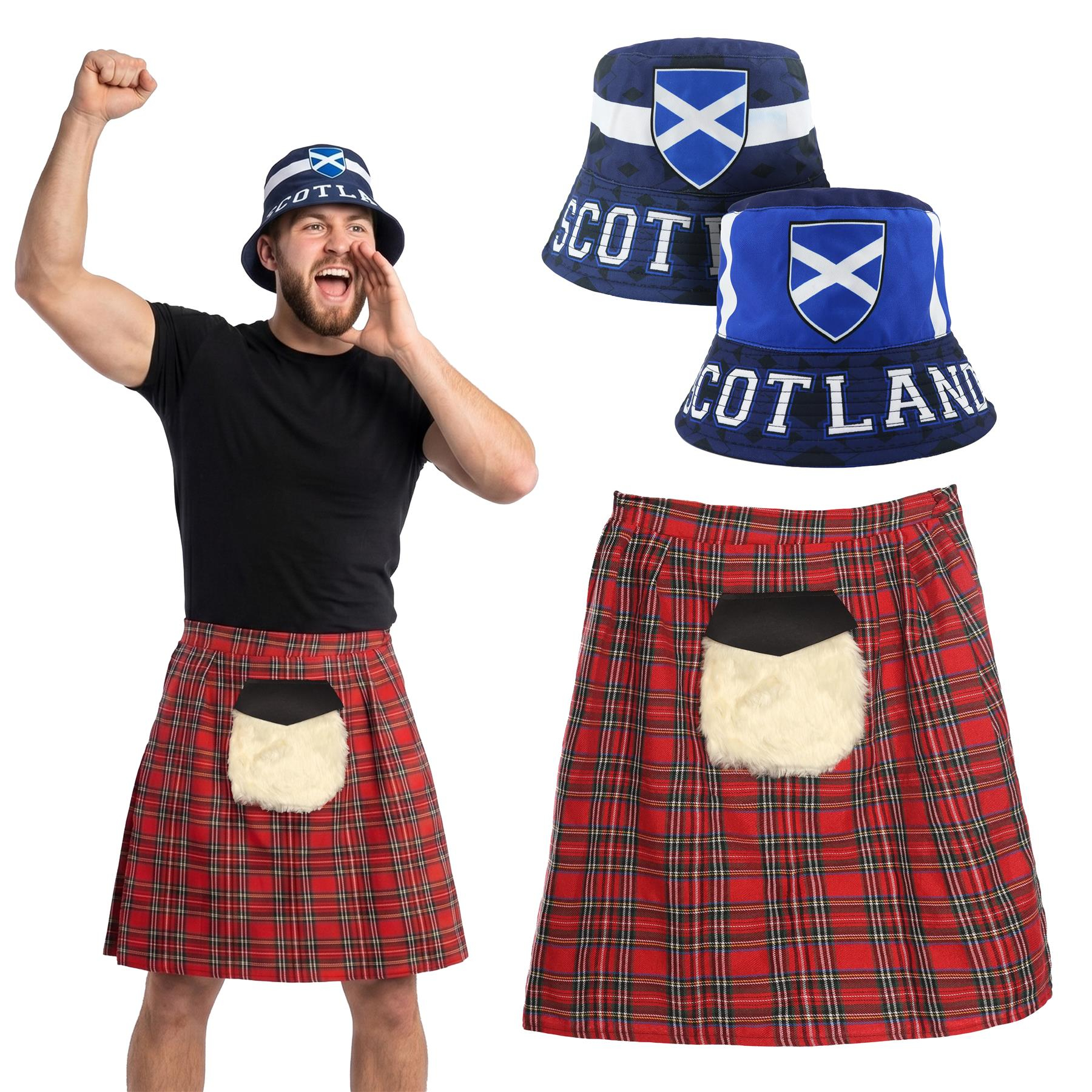 Scottish Supporter Set | 2 Pcs | Reversible Bucket Hat & Kilt