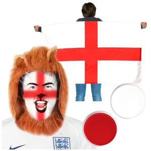 England Supporters Set - Flag Cape, Lion Mane & Face Paint