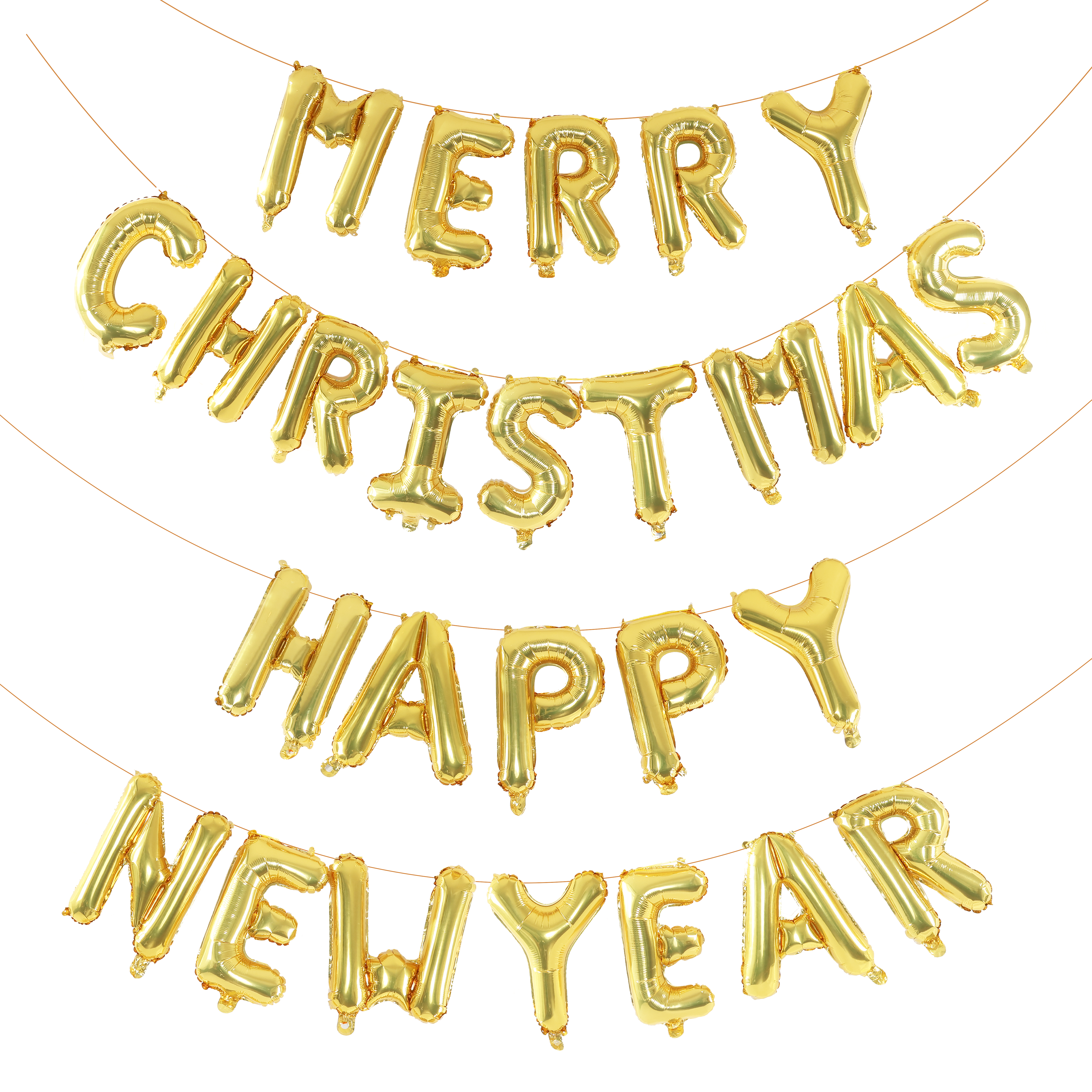 Merry Christmas Happy New Year Balloon Banner