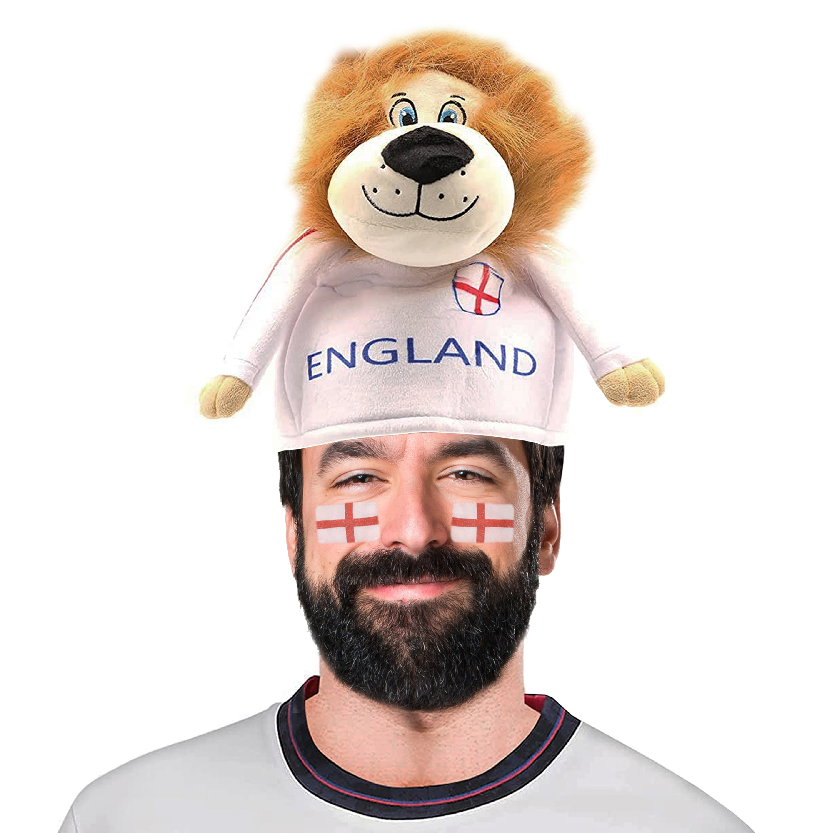 England Supporters Set - Lion Hat & Tattoos