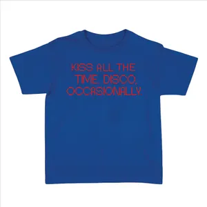 Ladies Pop-Inspired Concert T-Shirt | Royal Blue Baby Tee | "KISS ALL THE TIME. DISCO OCCASIONALLY"