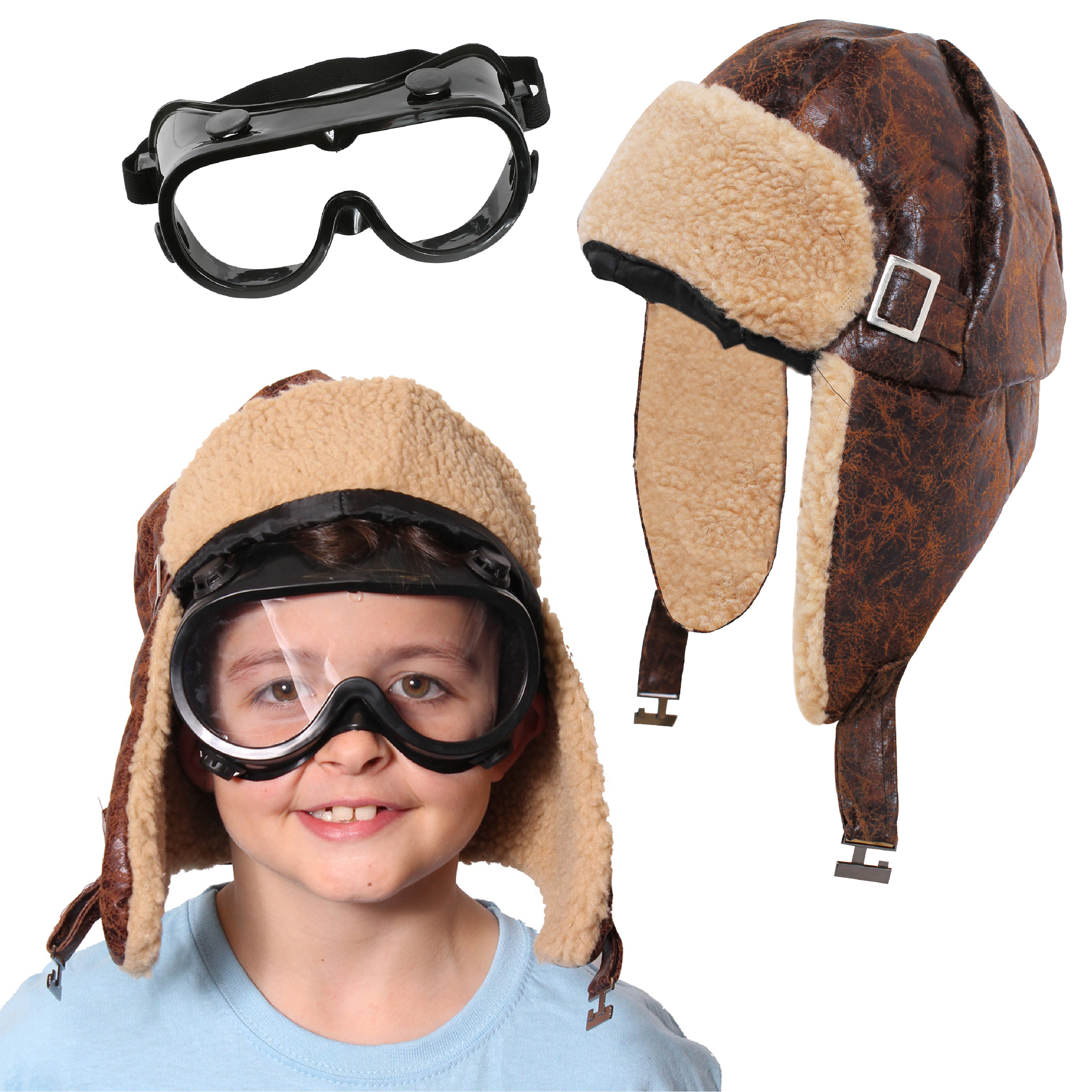 Childs Aviator Hat And Goggles Set