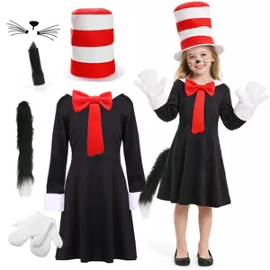 Girls Crazy Cat Costume Set - Hat, Gloves, Tail & Face Paint