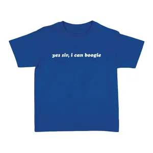 Ladies Scotland Football Supporter Baby Tee | Royal Blue Fitted T-shirt with "yes sir, I can boogie" Print