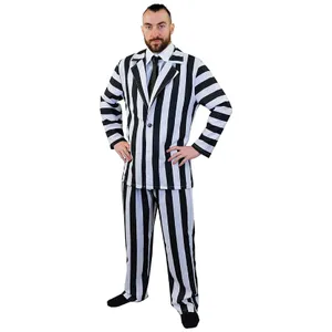 Mens Black and White Suit Striped Costume
