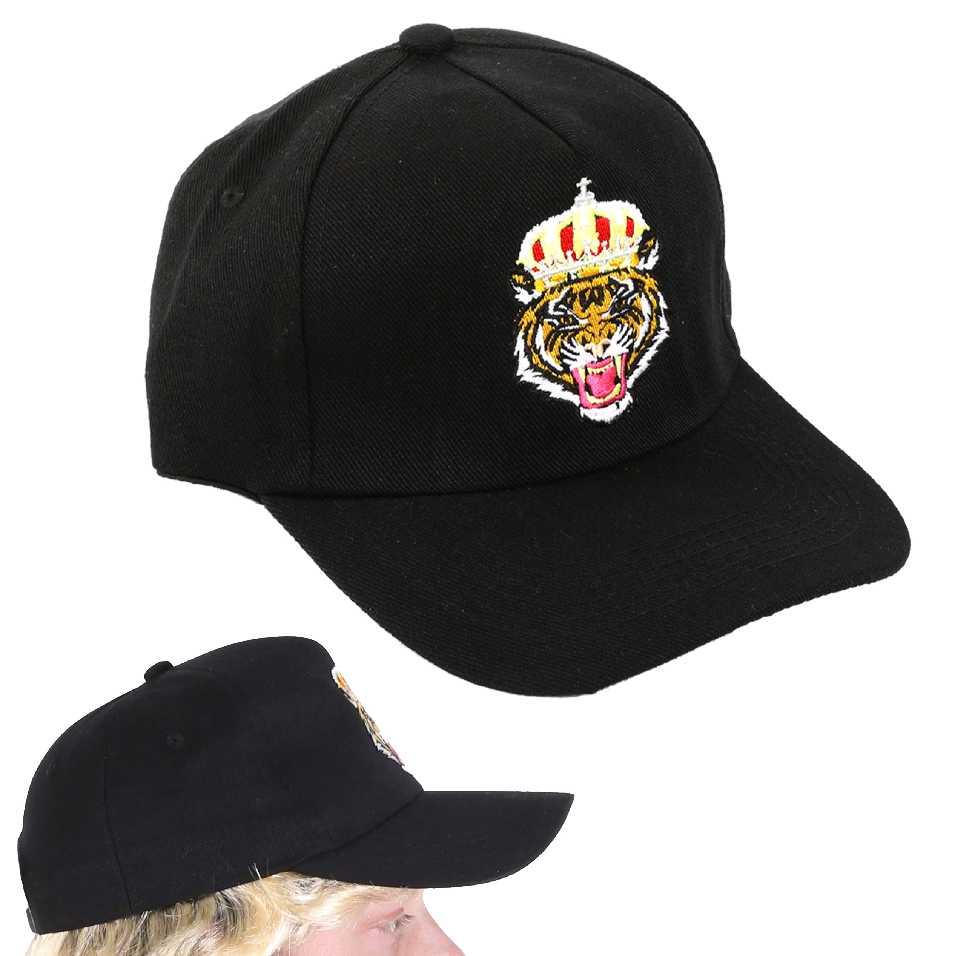 Black Cap with Tiger Print