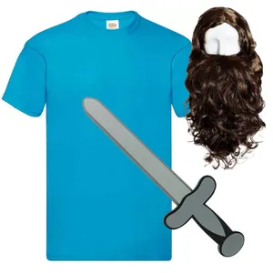 Men's Steve Costume | 4 Pcs | T-Shirt, Wig, Beard & Sword
