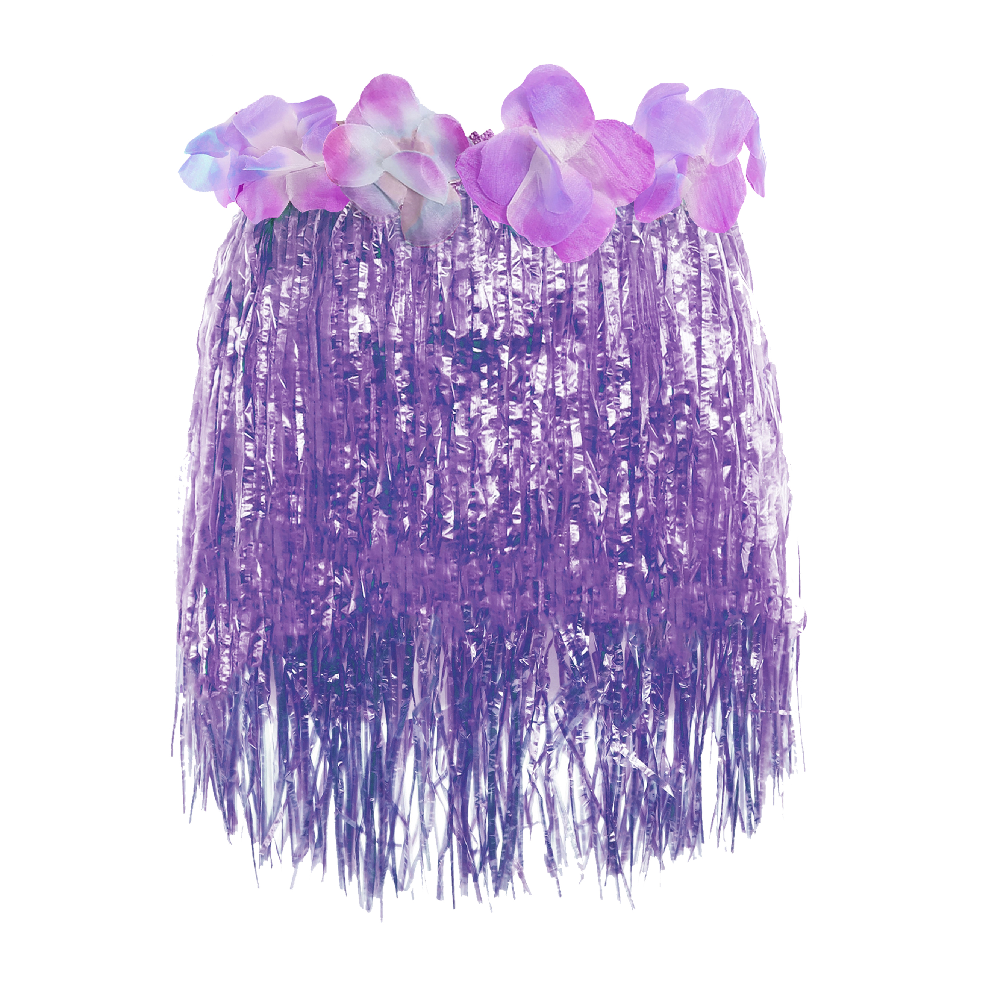 40cm Hawaiian Short Purple Hula Skirt with Purple Waistband