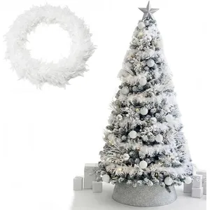 White Feather Boa Christmas Tree Decoration - Fluffy Festive Feather Tinsel