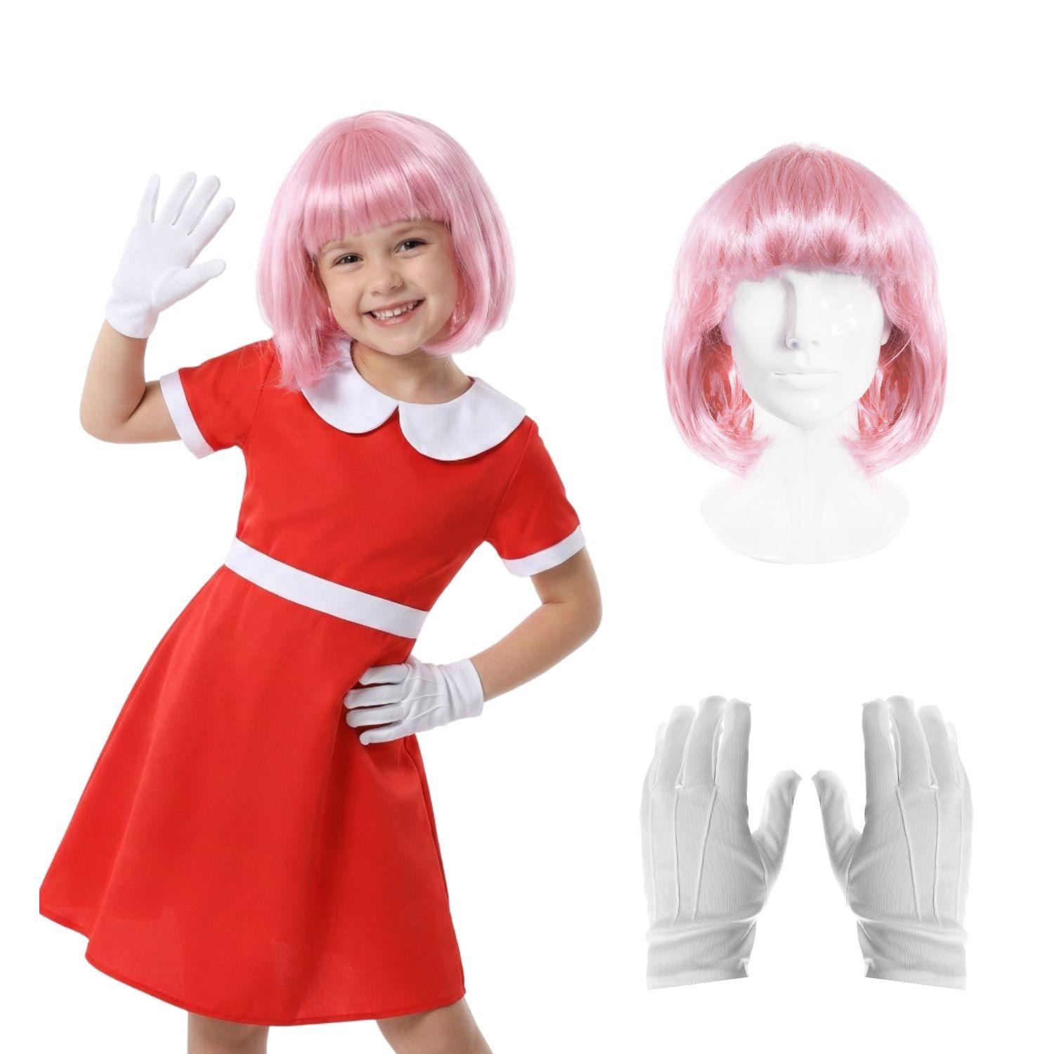 Girls Pink Hedgehog Costume | 3 Pcs | Dress, Wig & Gloves