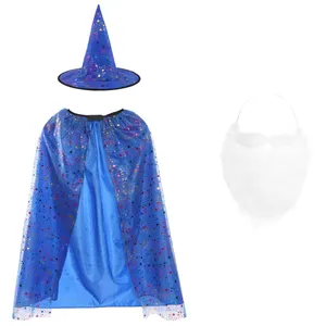 Girls Blue Witch Costume Set - Beard