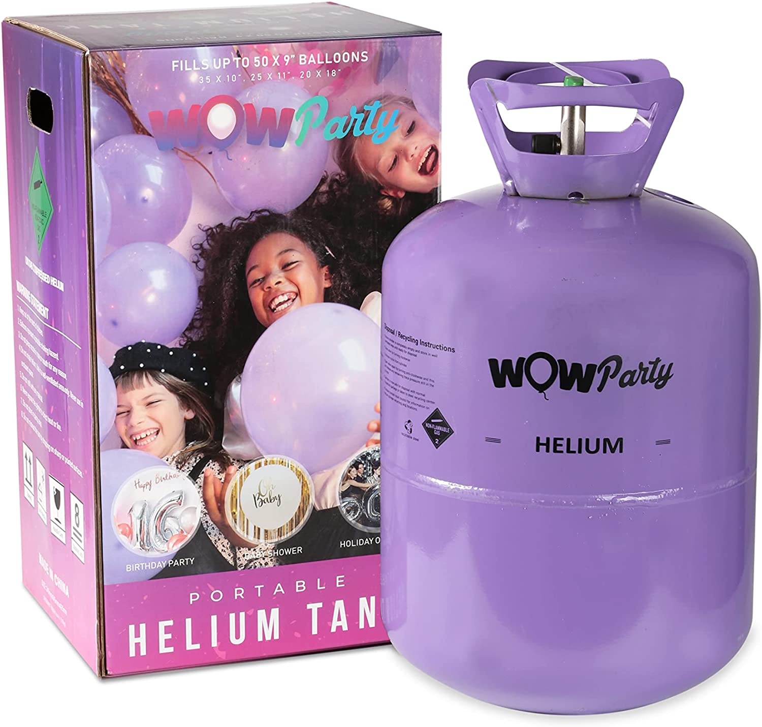 Large Portable and Disposable Helium Balloon Canister / Cylinder fills up to 50 x 9 inch Helium Balloons