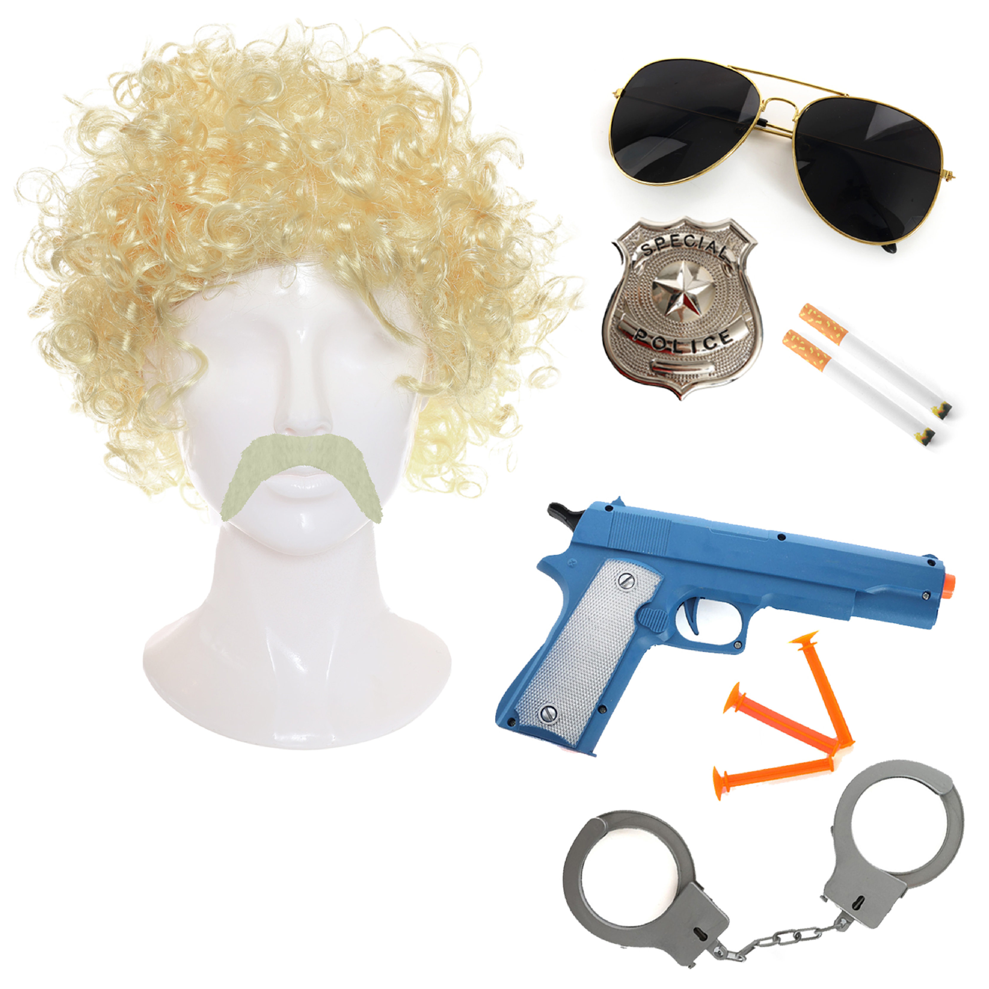 Deluxe 70's Cop Accessories Set with Blonde Wig