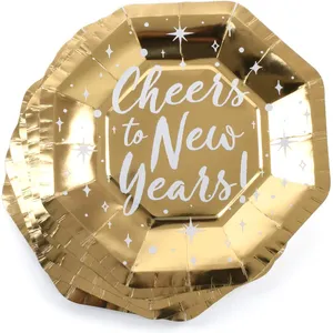 New Years Eve Golden Paper Plates