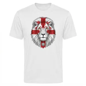 White England St George Flag Lion Face T-Shirt | Patriotic Football Fan Shirt | Red Cross Graphic Supporter Top