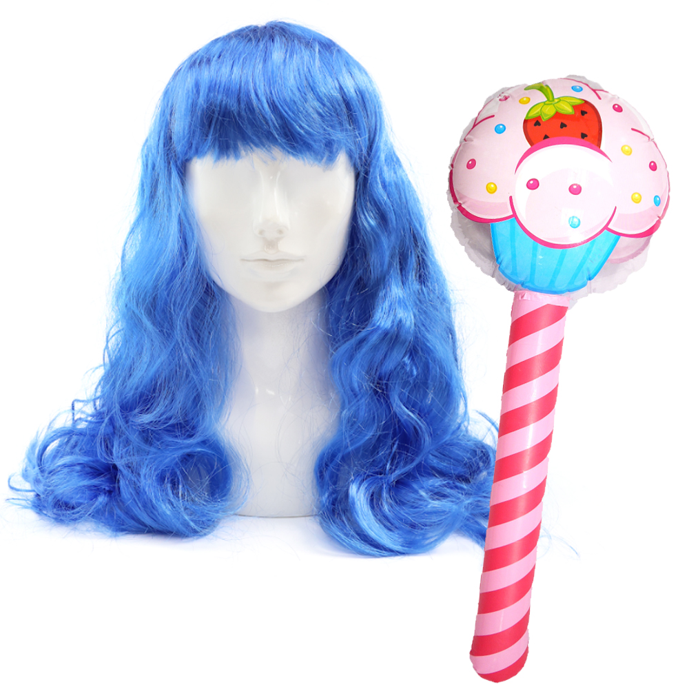 California Girl Accessory Set - Wig & Inflatable Cupcake Stick