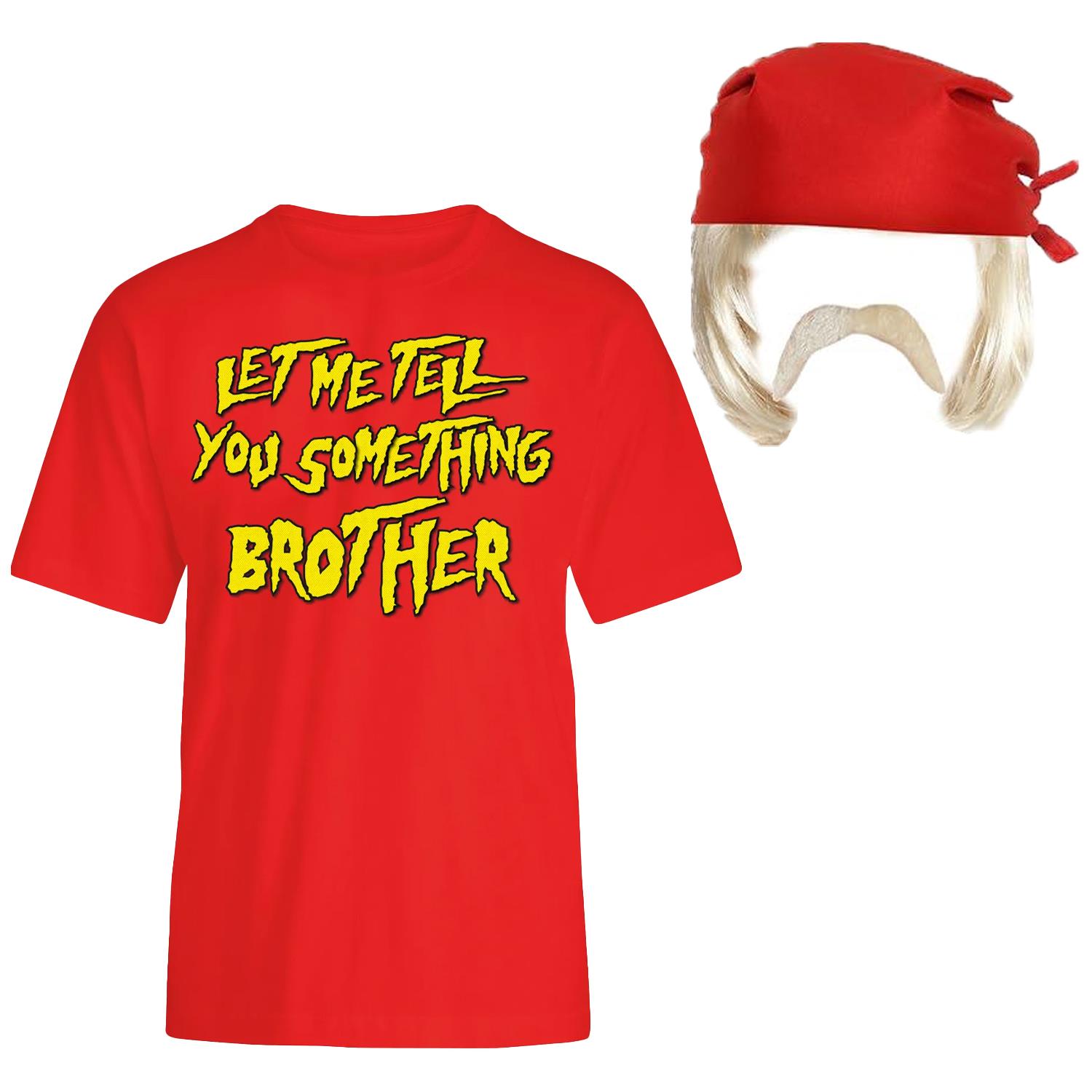 Adults Hulk Hogan Costume | 4 Pcs | T-Shirt, Wig, Bandana & Moustache
