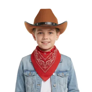 Childs Brown Studded Cowboy Hat & Red Paisley Bandanna
