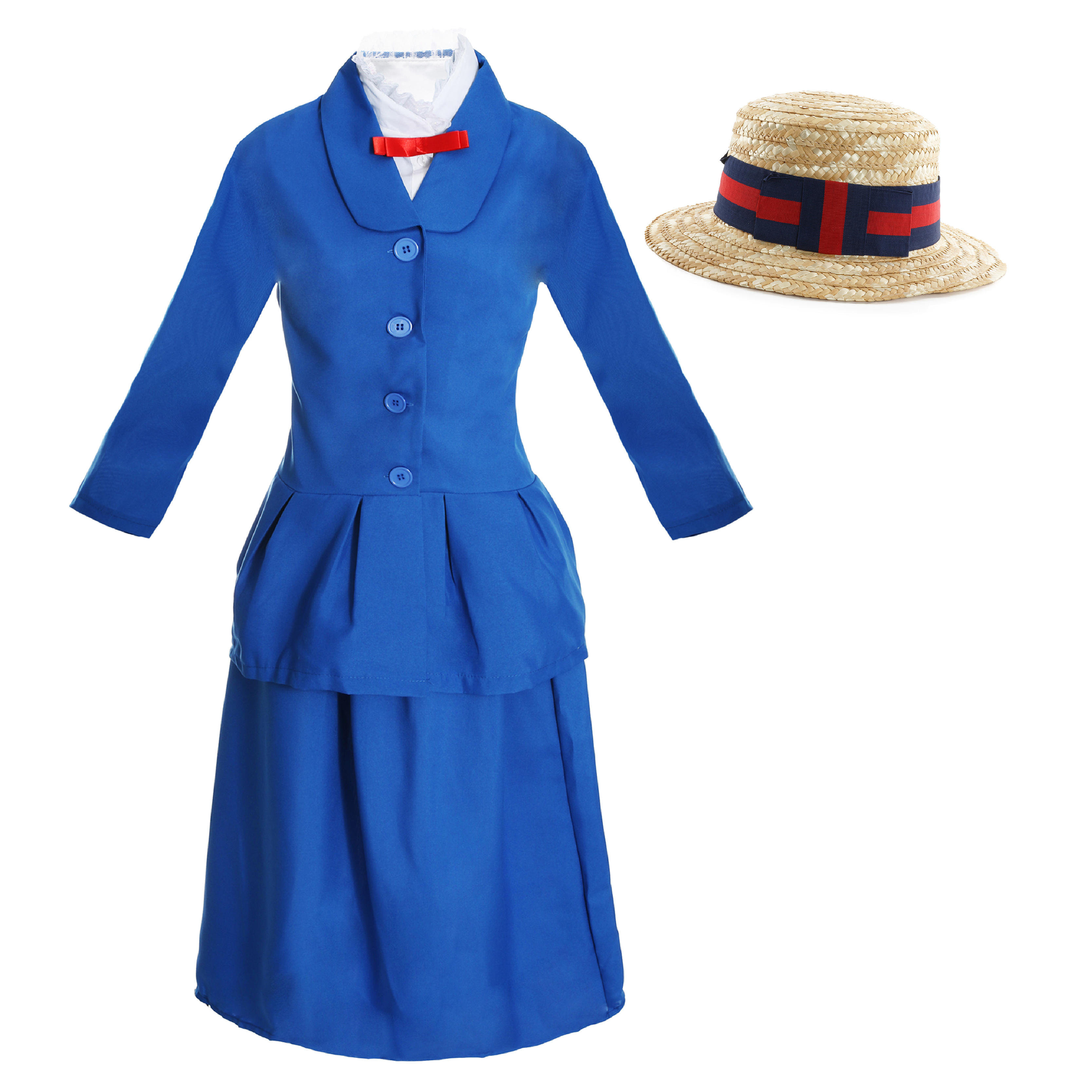 Ladies Magical Nanny Costume - with Boater Hat