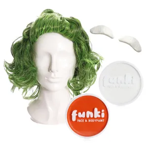 Adult Factory Worker Wig, Face Paint & Eyebrows