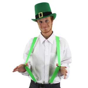 Irish Buckle Top Hat & Green Suspenders