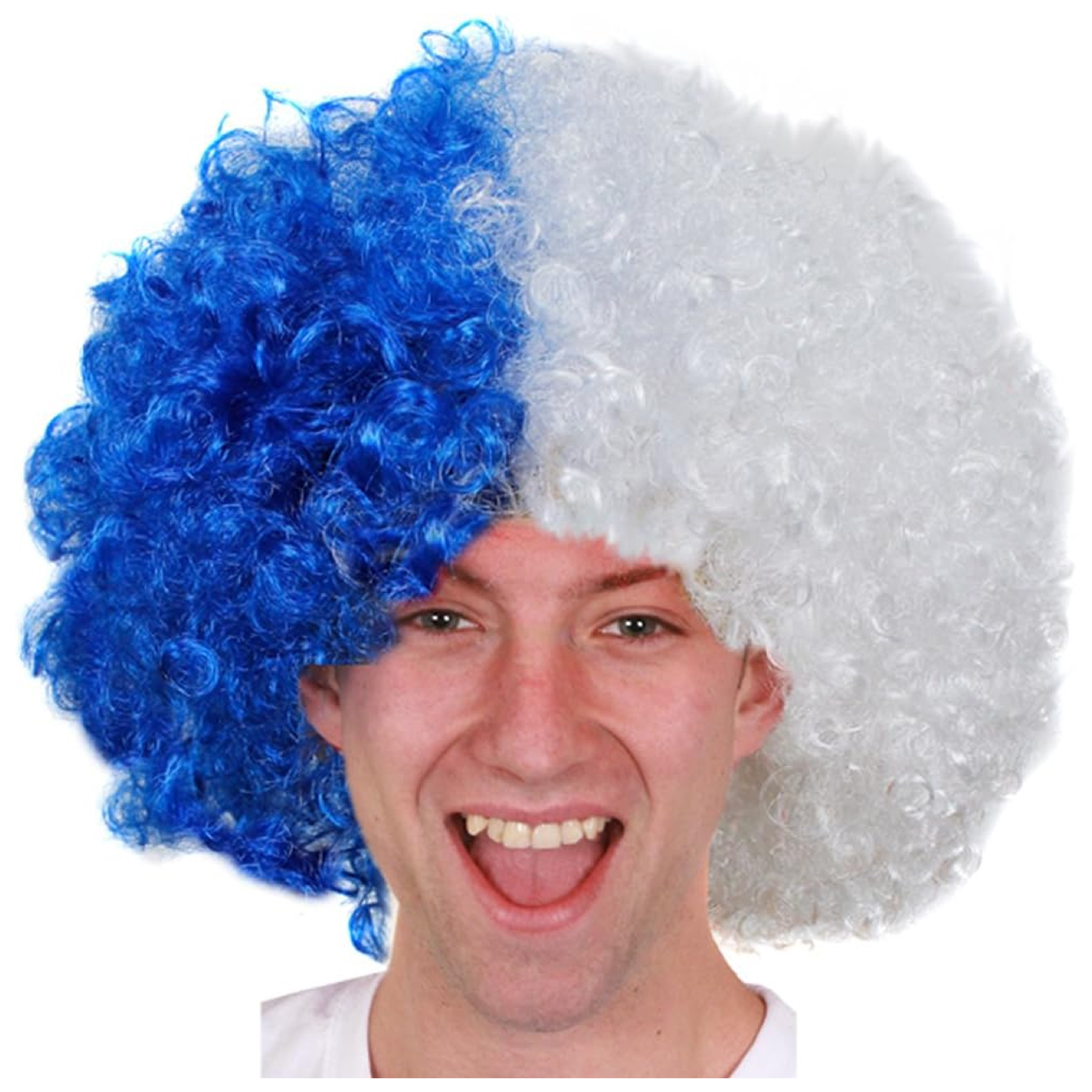 Supporters Afro Wig - Blue and White