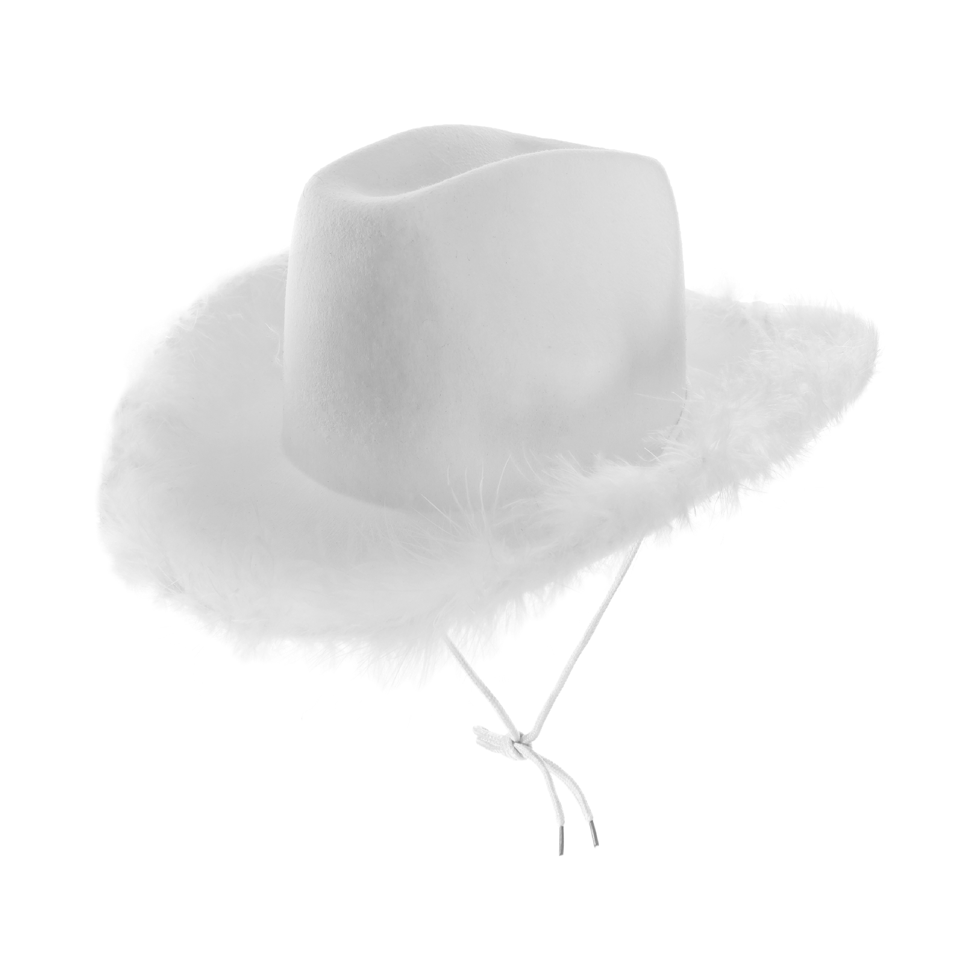 White Cowboy Hat with Marabou Trim